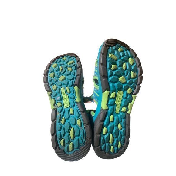 Merrell Womens Hydro Sport Sandals Teal & Lime Green Size 5M Water-Friendly Dura - Picture 6 of 7